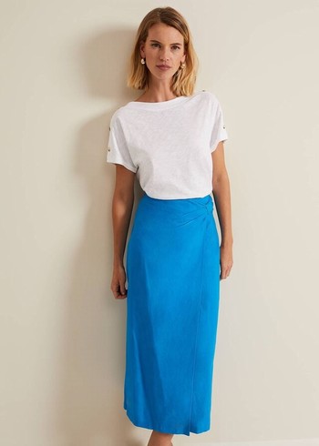 Phase Eight Hayden Linen Wrap Skirts Blue Canada | ARBLKT-701